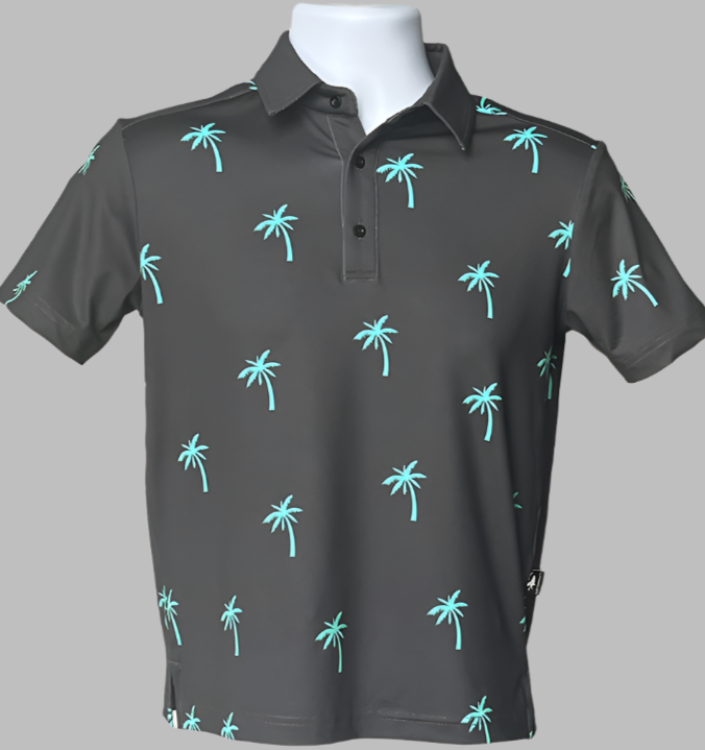 Easy Par Teal Palms Mens Polo