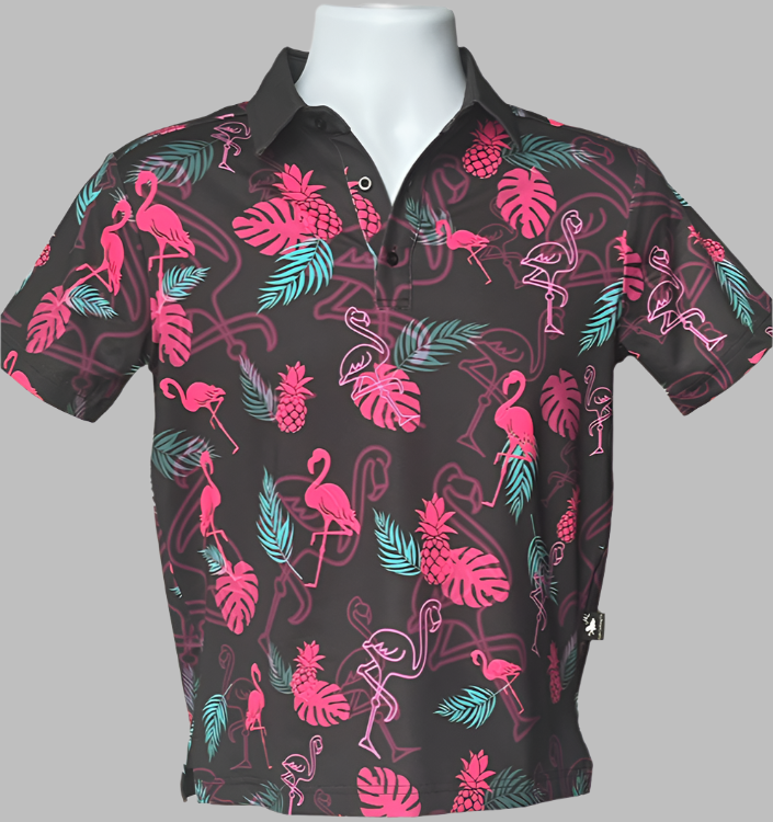 Electric Flamingo Mens Polo