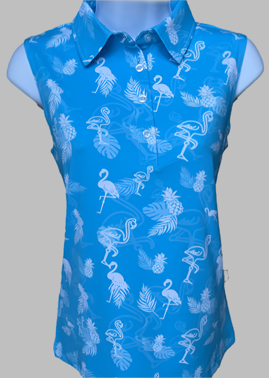Fiji Flamingo Ladies Sleeveless Polo