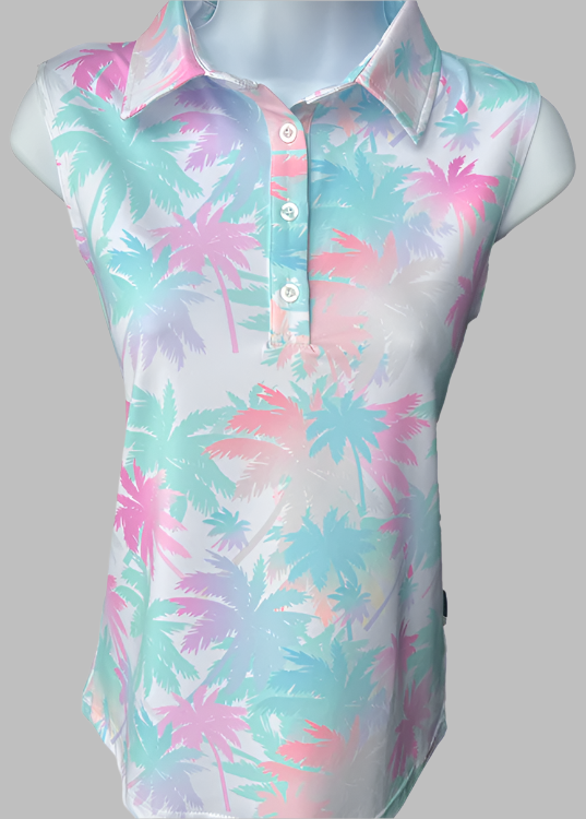 Poolside Palms Ladies Sleeveless Polo