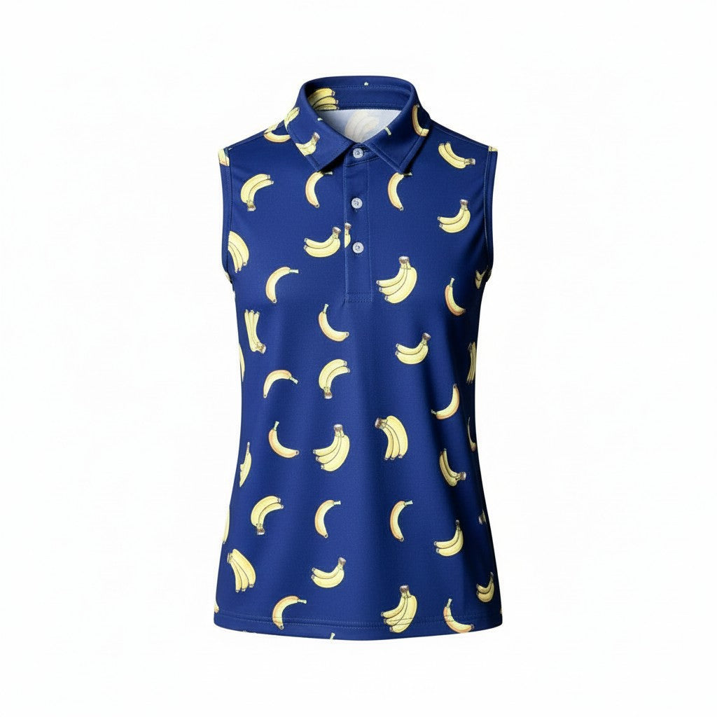 Gone Bananas Ladies Sleeveless Polo - Neon Navy