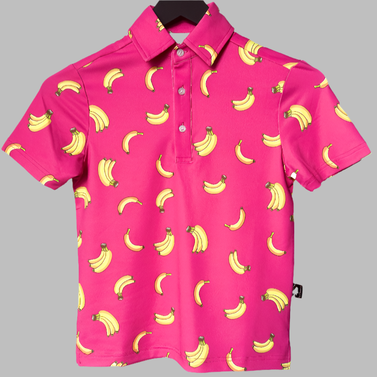 Gone Bananas Mens Polo - Pink Glo