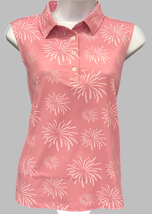 Pink Pop Party Ladies Sleeveless Polo