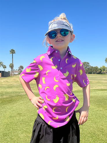 Gone Bananas Youth/Teen Polo - Electric Purple