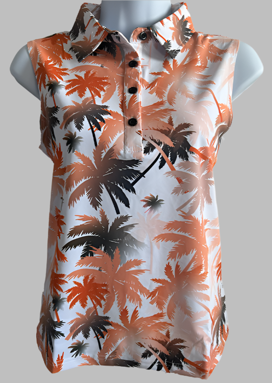 Tropical Sunset Ladies Sleeveless Polo