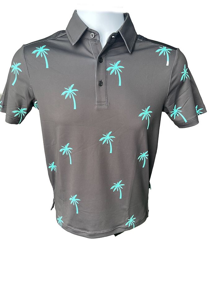 Easy Par Teal Palms Mens Polo