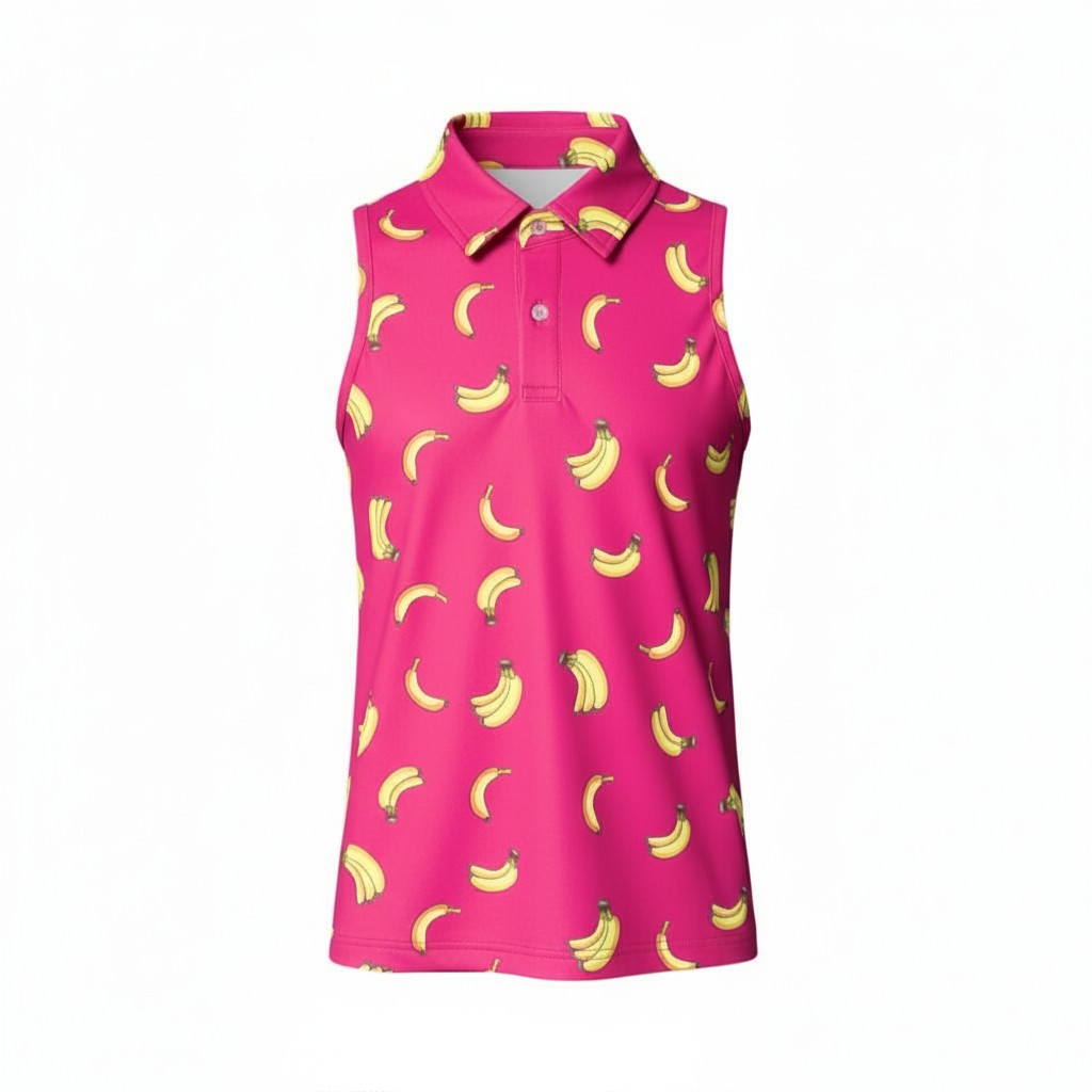Gone Bananas Ladies Sleeveless Polo - Pink Glo