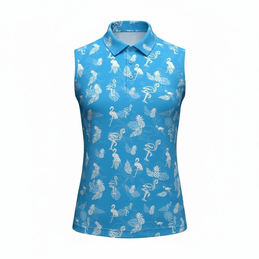 Fiji Flamingo Ladies Sleeveless Polo