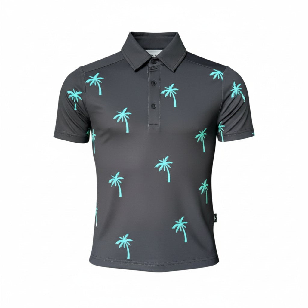 Easy Par Teal Palms Mens Polo